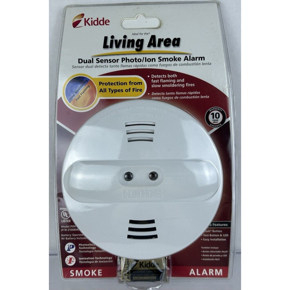 Kidde PI9010 Dual Sensor Smoke Alarm Battery Oper.  Photoelectric Ionization NOS